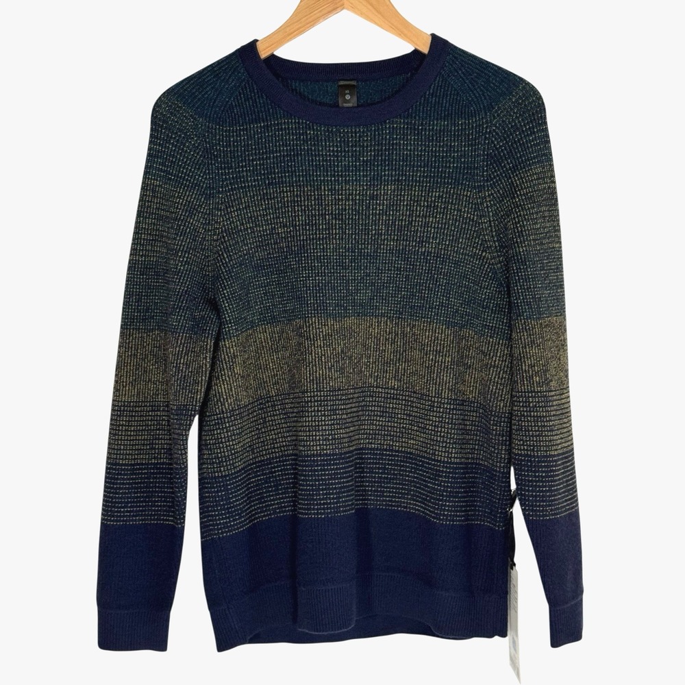 Lululemon Textured Knit Crewneck Sweater Mens XS Navy Multi